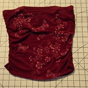 Floral Tube Top with Butterfly Design
